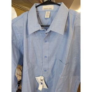 North End Shirt Mens Light Blue Size XL Button Up Wrinkle Resistant‎